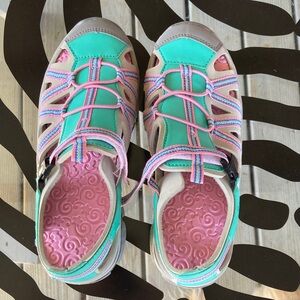 Kids' Teal and Pink Sandals
